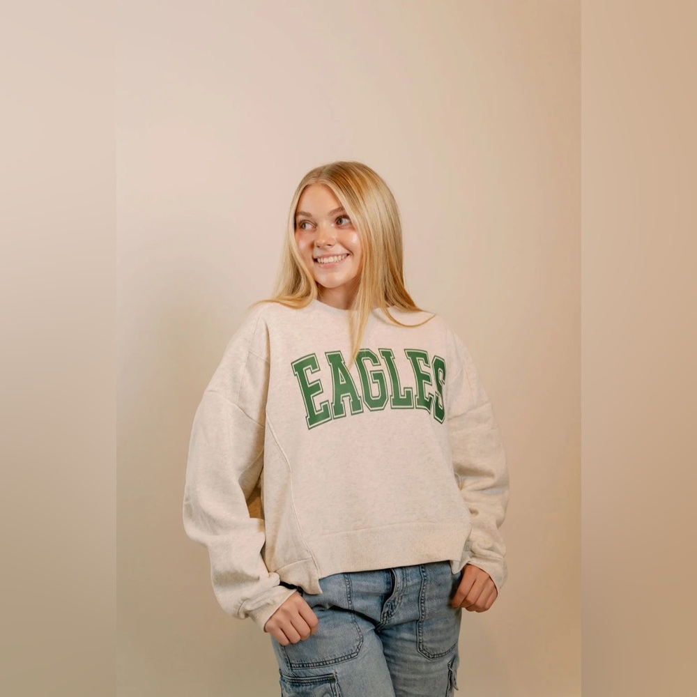 Eagles Boxy Cropped Crewneck Sweatshirt - Picture 2 of 14